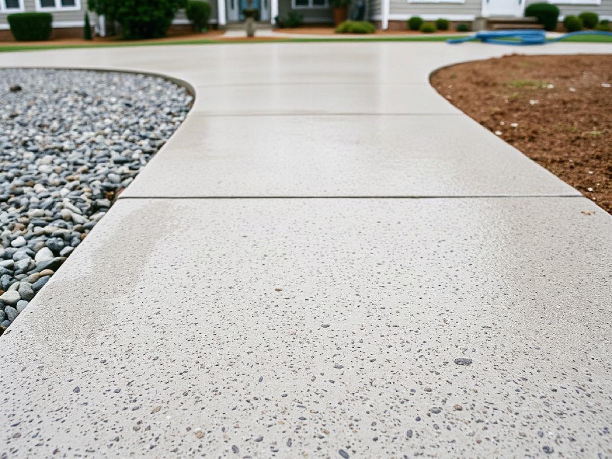 Exposed aggregate concrete walkway