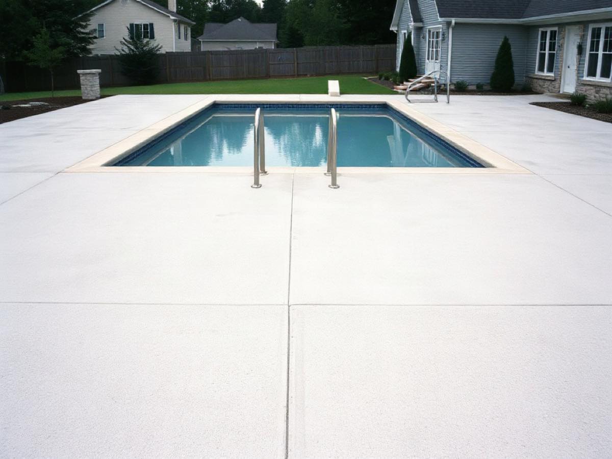Salt-finish concrete pool deck