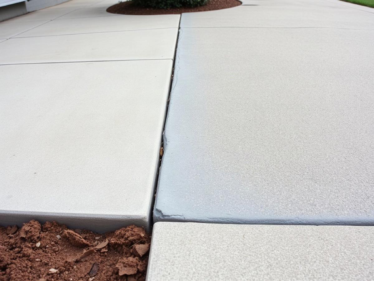 Replaced concrete section beside older concrete