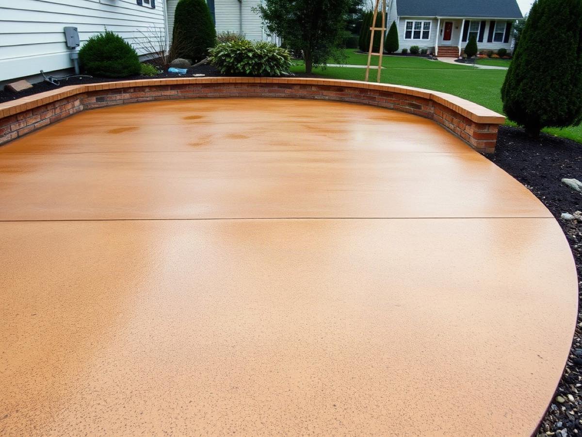 Acid-stained concrete surface