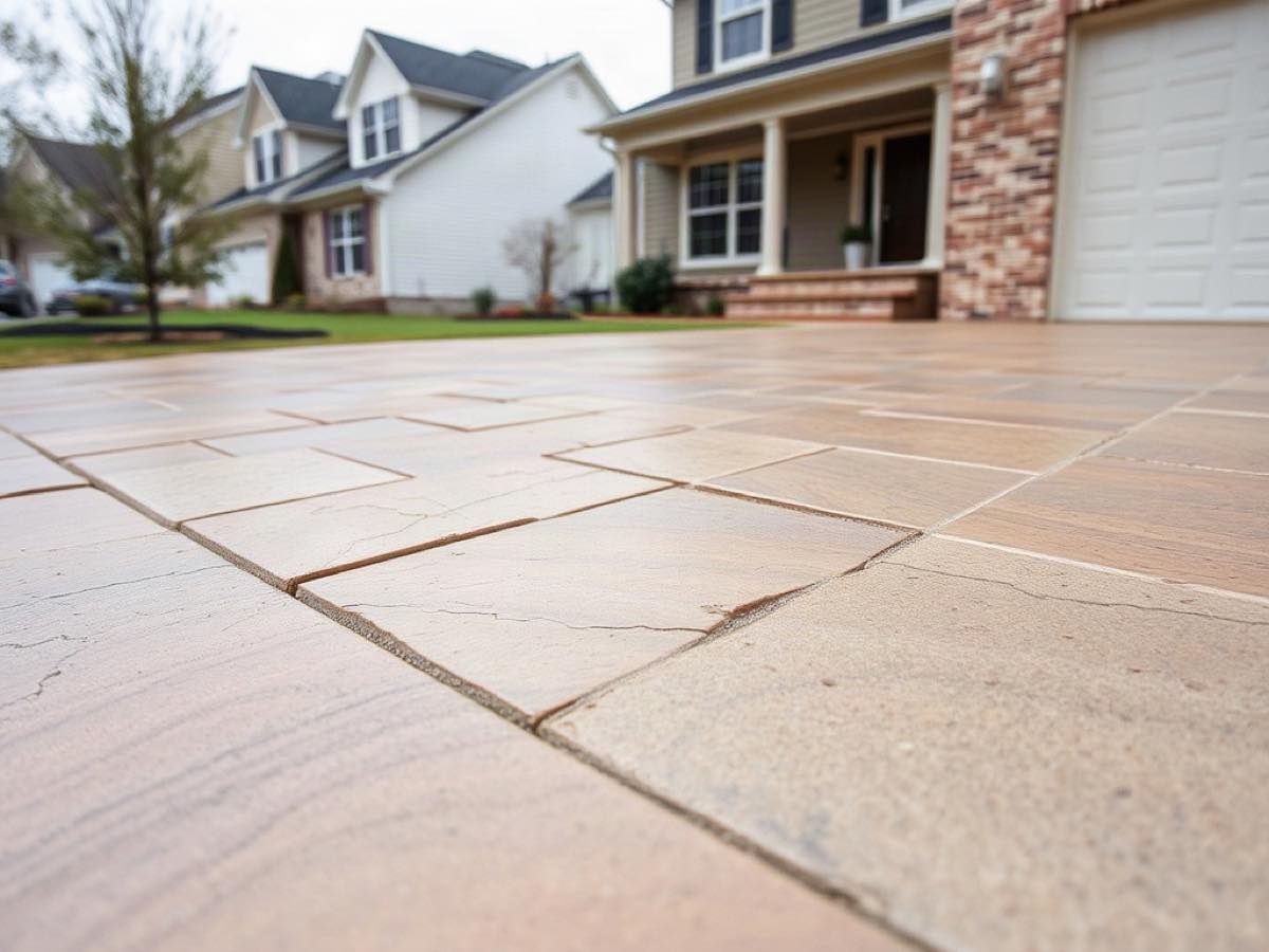 Close view of stamped concrete texture