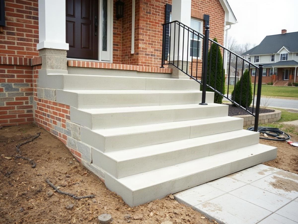 Poured concrete front steps